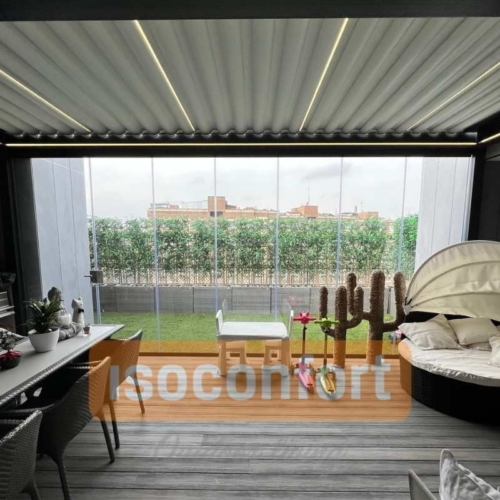 PERGOLA BIOCLIMATICA RETRACTIL CON LUCES LED PERGOLA BIOCLIMATICA RETRACTIL CON LUCES LED