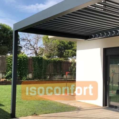 PERGOLA BIOCLIMATICA RETRACTIL CON 1 POSTE ENTRE PAREDES PERGOLA BIOCLIMATICA RETRACTIL CON 1 POSTE ENTRE PAREDES