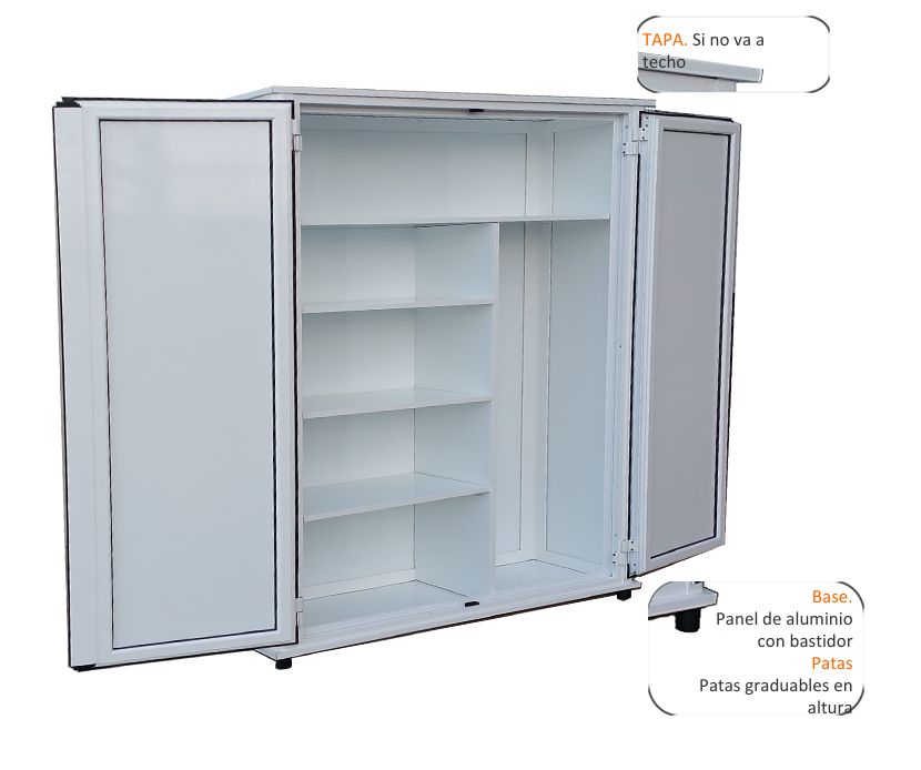 Armario de aluminio con interior de baldas a medida