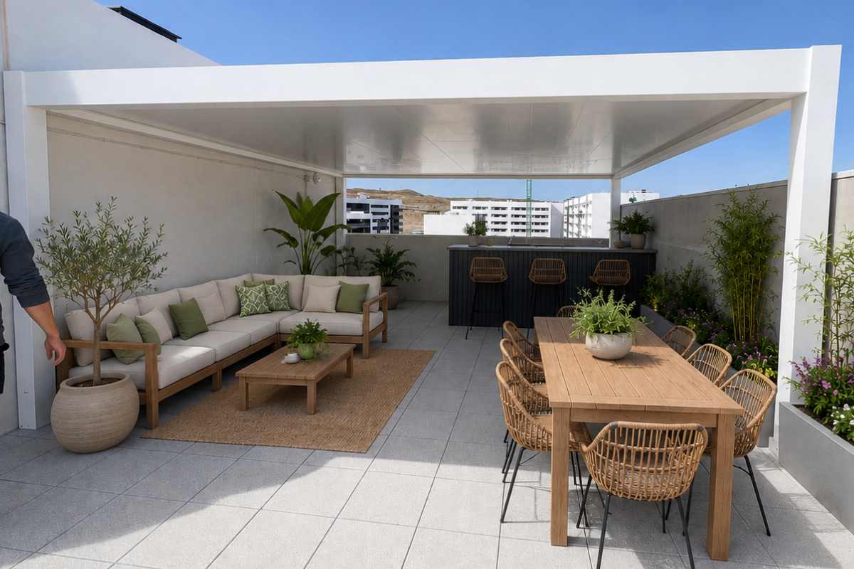 Pérgola fija de aluminio instalada – Isoconfort