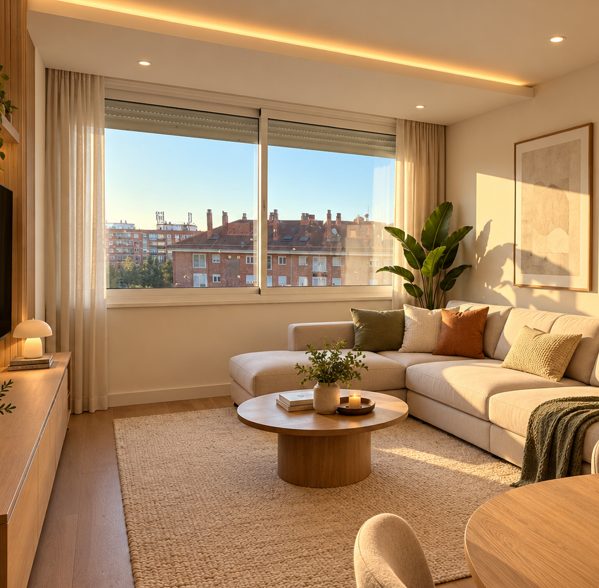 Ventanas correderas en salón de vivienda